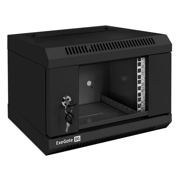 Exegate EX300248RUS Шкаф телекоммуникационный 10" настенный 4U ExeGate EC-WM-4U.310.G.BLACK (10”, 4U, 330x310x230mm (ШхГхВ), передняя дверь закаленное стекло, пыле- и влагозащита IP23, черный RAL 9004