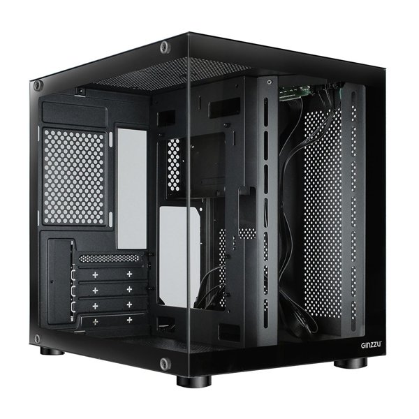 Ginzzu V100 закаленное стекло 1*USB 3.0,1*USB 2.0, AU mATX