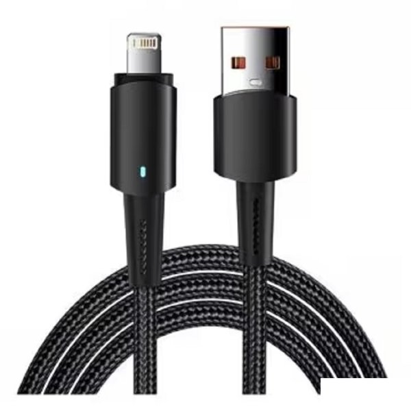 Rexant (18-7058) Кабель USB-A – Lightning для Apple, 2,4А, 1м, в черной нейлоновой оплетке, со световой индикацией