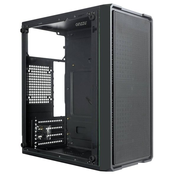 Корпус Ginzzu B171  2*USB 2.0,AU боковая панель стекло передняя сетка