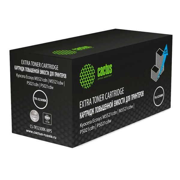 CACTUS TK-5230Bk Тонер-картридж для Kyocera P5021cdn/M5521cdn, Bk, 2,6K