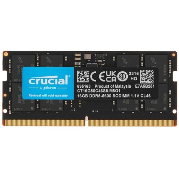 Crucial DDR5 SODIMM 16GB 5600MHz CT16G56C46S5 CL46