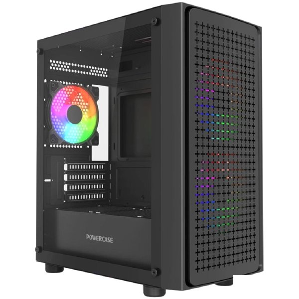Powercase Mistral Micro EM20, Tempered Glass, 2x140mm + 1x120mm FRGB fan, чёрный, mATX (CMMEM20B-L3)