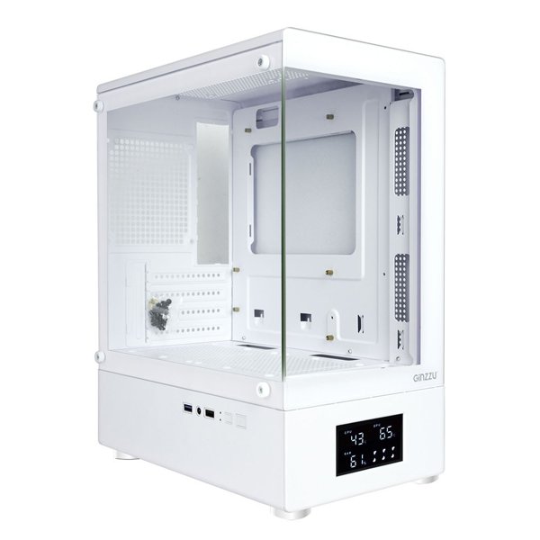 Корпус Ginzzu RX450D mATX жк. дисплей (Белый)