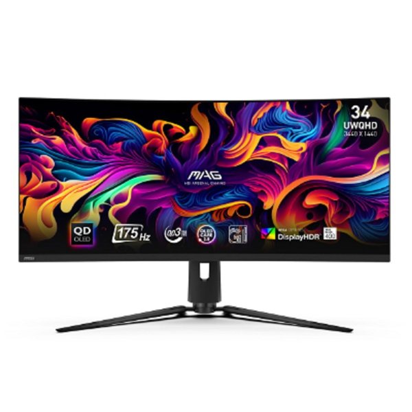 MSI MAG 34" 341CQP QD-OLED {QD-OLED Curved 3440x1440 175Hz 0.03ms 21:9 178/178 250cd 1500000:1 10bit 2xHDMI2.1 DisplayPort1.4 USB-C(15W, DP) 2xUSB2.0 FreeSync(PremPro)}