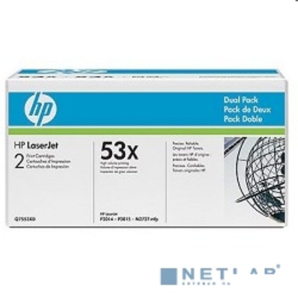 HP Q7553XD Картридж, Black{LaserJet P2015, Black, 2-pack, (2 x 7000стр.)}