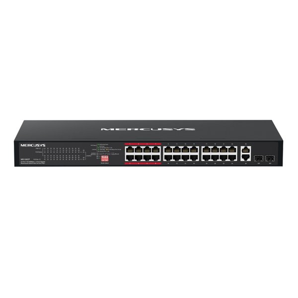 Mercusys MS126CP 24-портовый монтируемый в стойку PoE+ коммутатор 10/100 Мбит/с с 2 гигабитными портами