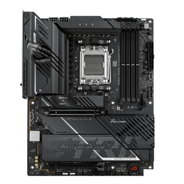 ASUS ROG STRIX X870E-H GAMING WIFI7 (Socket AM5, ATX, 4xDDR5(256GB), HDMI, 1xPCIe 5.0x16/1xPCIe 4.0x16, 1xLAN (5GbE), 4xSATA 6Gb/s, 4xM.2, Wi-Fi 7, 2xType-C, 4xUSB3.1, 6xUSB3.0, 2xUSB 2.0)