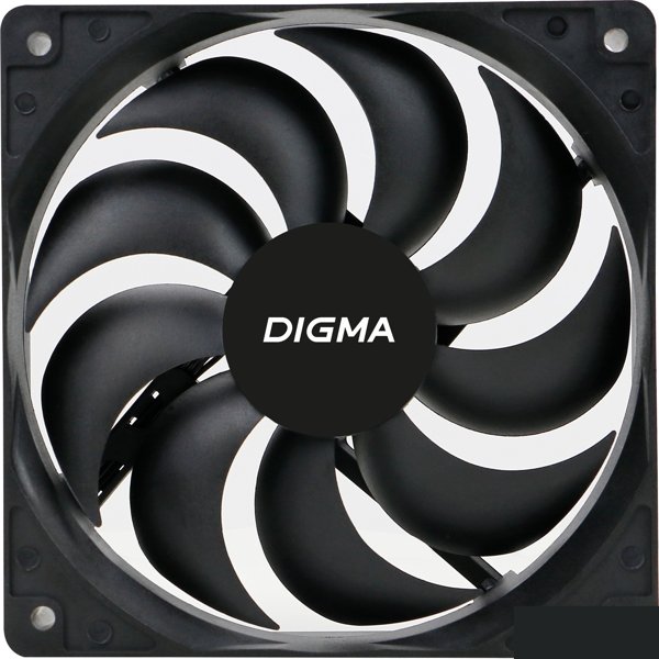 Вентилятор Digma DFAN-120-9 120мм черный 3-pin 4-pin (Molex)Ret