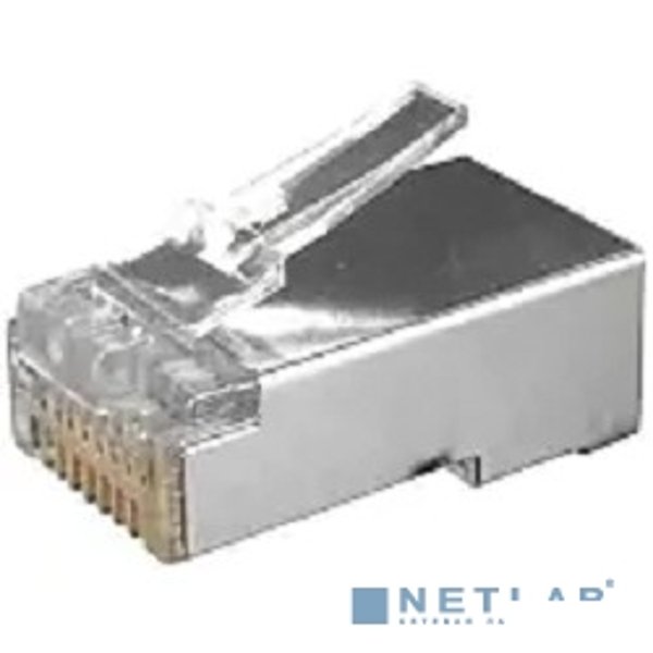 Hyperline Разъем RJ-45(8P8C) под витую пару, категория 6 (50 µ"/ 50 микродюймов), экранированный, универсальный (для одножильного и многожильного кабеля) (100 шт)