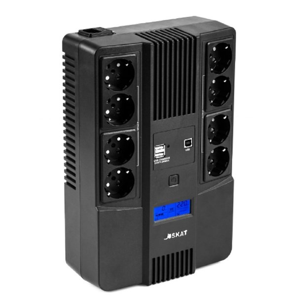 ИБП Бастион SKAT-UPS 800-AID-IN-1x9-8 {Line-interactive, 800/480Вт, LCD-дисплей, USB/ RJ-45, АКБ 1х 9Ач, сверху ЕВРО 4+4, реестр МПТ} (8933)