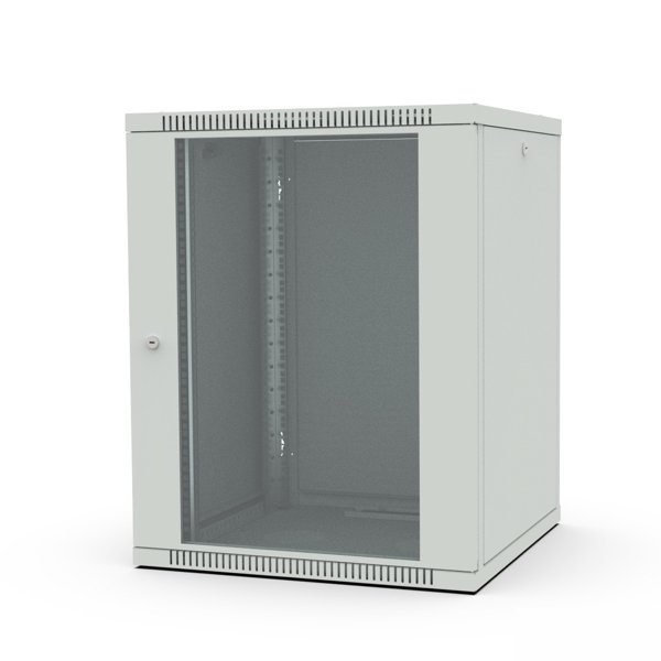 Шкаф настенный 19", 15U Filum FL-WB-1566GM-GY Wall Box (ШхГхВ) 600x600x757 мм, дверь стеклянная, цвет серый RAL7035