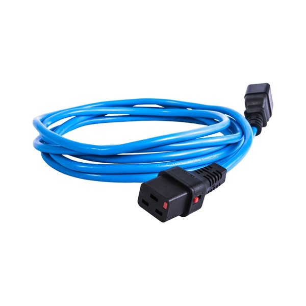 REM Шнур питания с фиксатором IEC 60320 C19/IEC 60320 C20, 16 А / 250 В (3 * 1,5), длина 3 м, синий R-16-Cord-C19-C20-3-Blue
