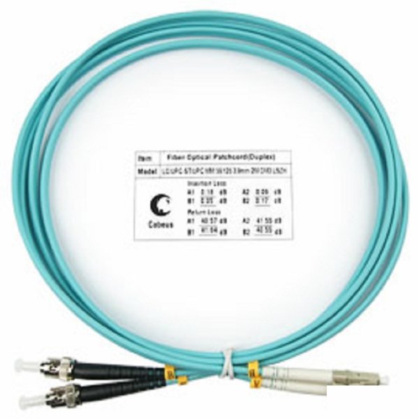 Cabeus FOP-50-LC-ST-2m Шнур оптический duplex LC-ST 50/125 mm OM3 2м LSZH