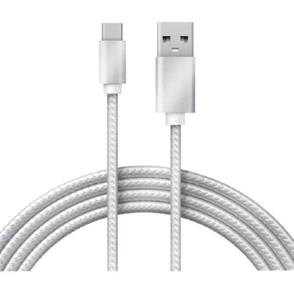 Rexant (18-1884) Кабель USB-A – Type-C, 2,4A, 1м, в серебрянной нейлоновой оплетке