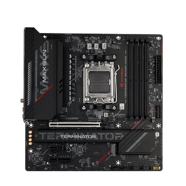 MAXSUN MS-Terminator B850M DARK WIFI (Socket AM5, mATX, 4*DDR5(192Gb), DP/HDMI, 2*SATA3, 3*M.2, 1*PCIEx16/1*PCIEx4, 1* Type-C, 4*USB 2.0, 4*USB 3.2, LAN 1*2.5G, SPDIF, WiFi6E, RTL)