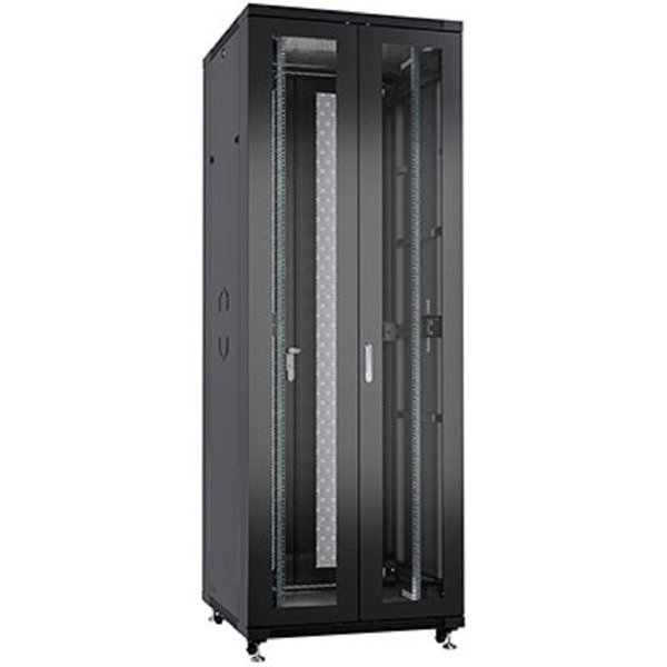 Cabeus ND-05C-42U80/120-BK Шкаф монтажный телекоммуникационный 19" напольный для распределительного и серверного оборудования 42U 800x1200x2055mm (ШхГхВ) передняя и задняя двойные перфорированные двер