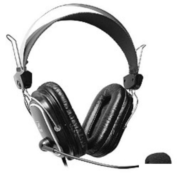 A4Tech HS-50,Черный(серебристые вставки) {Гарнитура  стерео, монитор типа, закрытые, рег громкости, 20-20000Гц 32 Ом 97дБ, микр подвижн,  кабель 2, 3.5 jack 3 pin}