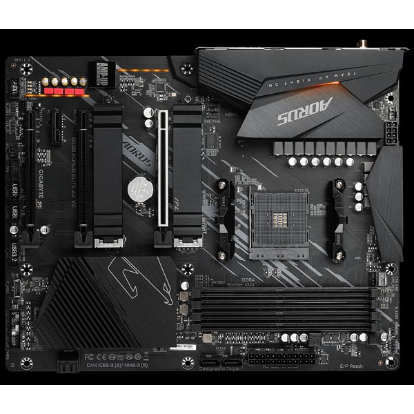 Gigabyte B550 AORUS ELITE AX V2 {Soc-AM4 AMD B550 4xDDR4 ATX AC`97 8ch(7.1) 2.5Gg RAID+HDMI+DP}