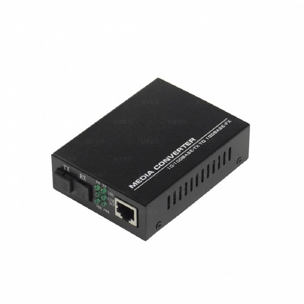 NTSS WDM медиаконвертер NTSS с RJ45 портом 10/100Base-T и 10/100Base-FX с разъемом SC, рабочая длина волны (передача/прием) 1310/1550 нм, SM, дальность до 20 км, DC 5В 2A NTSS-120A