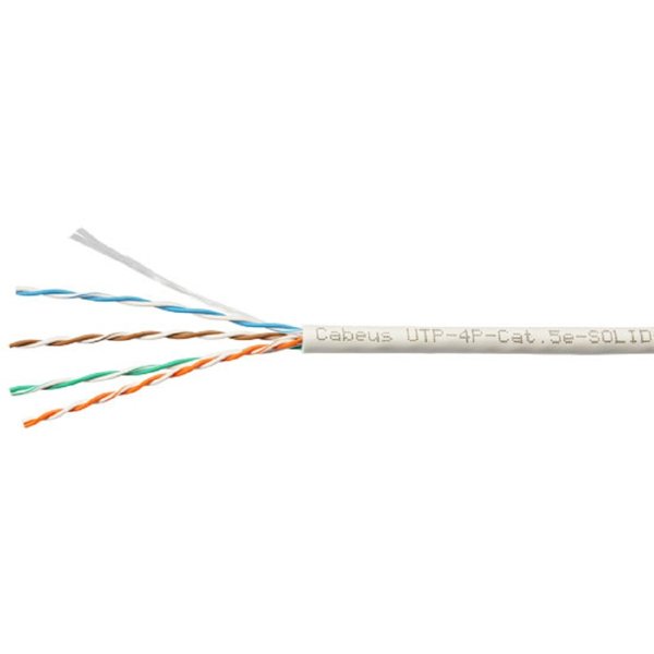 Cabeus UTP-4P-Cat.5e-SOLID-LSZH-GY-LIGHT-100 Кабель витая пара UTP (U/UTP), категория 5e, 4 пары 0,48мм (24 AWG), одножильный, LSZH, нг(А)-HF, серый, (100 м)