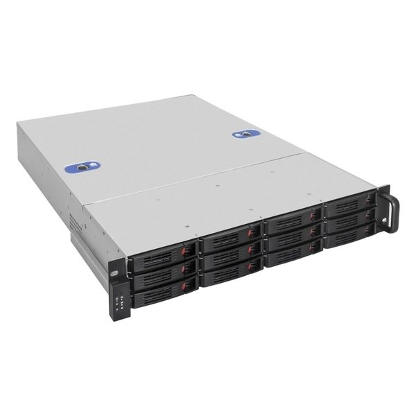 Exegate EX293400RUS Серверный корпус ExeGate Pro 2U660-HS12 <RM 19", высота 2U, глубина 660, БП 1U-1000ADS, 12xHotSwap>