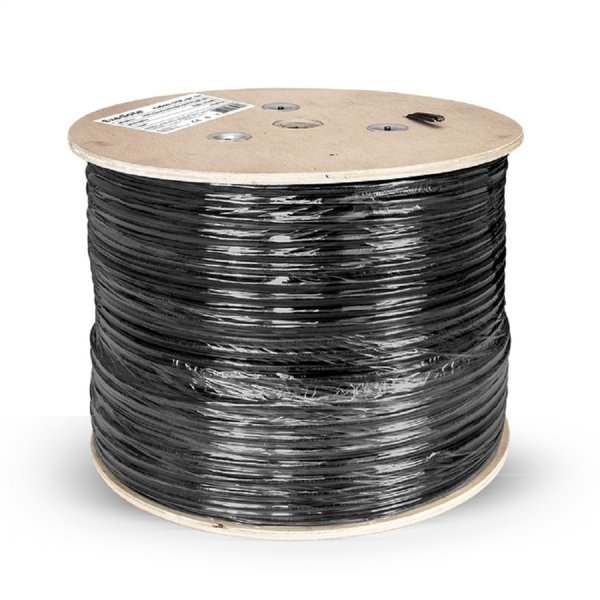 Exegate EX301067RUS Кабель ExeGate FUTP4-C5e-CU-S24-SW-OUT-PE-BK-305-FLUKE FTP 4 пары кат.5e медь, 0.52мм (24AWG), FLUKE® test pass, экран, внешн., с тросом, 305м, черн., PE