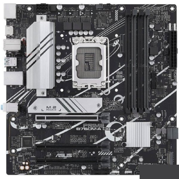 ASUS PRIME B760M-A D4-CSM (Socket 1700, mATX, 4xDDR4(128GB), DP/2xHDMI, 3xPCIe 4.0x16, 1xLAN (2.5GbE), 4xSATA 6Gb/s, 2xM.2, 2xUSB 3.2, 4xUSB 2.0, 1xPS/2, mATX)