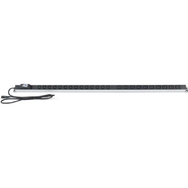 Cabeus PDU-16-14C13-10C19-B Блок розеток для 19" шкафов, вертикальный, 10 розеток IEC 320 C19, 14 розеток IEC 320 C13, 16А, автомат защиты, алюминиевый корпус, шнур с вилкой Schuko 2м