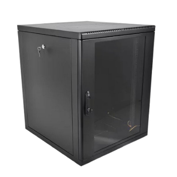 ЦМО Шкаф телекоммуникационный настенный разборный 15U (600 x 520) съемные стенки, дверь стекло, цвет черный (ШРН-М-15.500-9005)