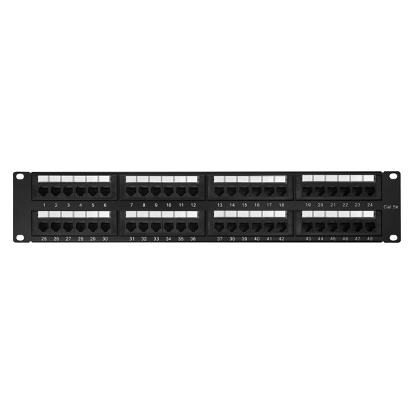 Патч-панель 19" NEOMAX [NM-PP-2U48P-UC5E-D-108-BK] 2U, 48 портов, кат.5E, UTP, Dual IDC, цвет черный