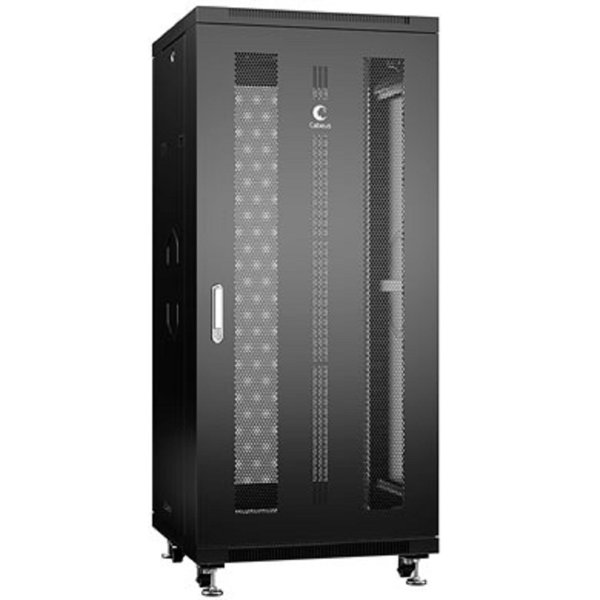 Cabeus ND-05C-27U60/80-BK Шкаф монтажный телекоммуникационный 19" напольный для распределительного и серверного оборудования 27U 600x800x1388mm (ШхГхВ) передняя и задняя перфорированные двери, ручка с