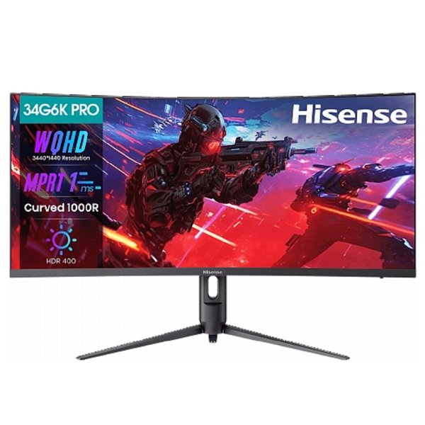 LCD Hisense 34" 34G6K-PRO {VA 3440x1440 Curved 21:9 180Hz 1ms 280cd 4000:1 DisplayPort 2xHDMI}