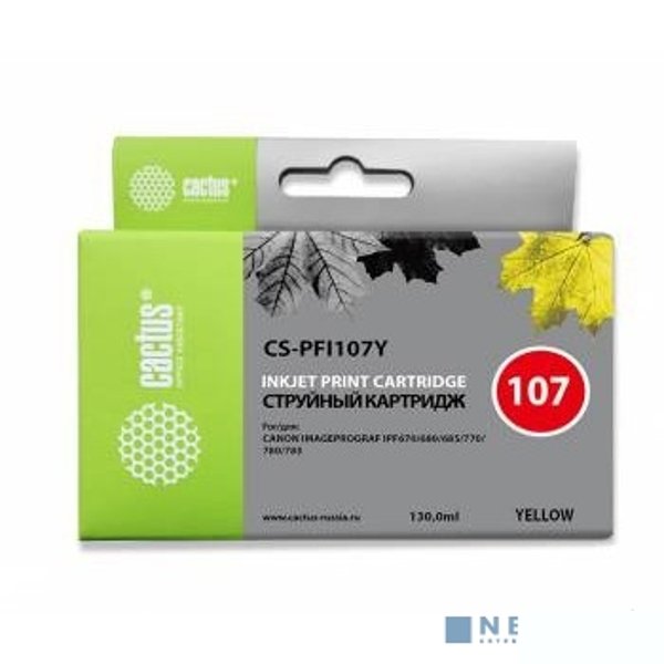 CACTUS PFI-107Y Картридж струйный для Canon IP iPF670/iPF680/iPF685/iPF770/iPF780/iPF785/, желтый (130мл)