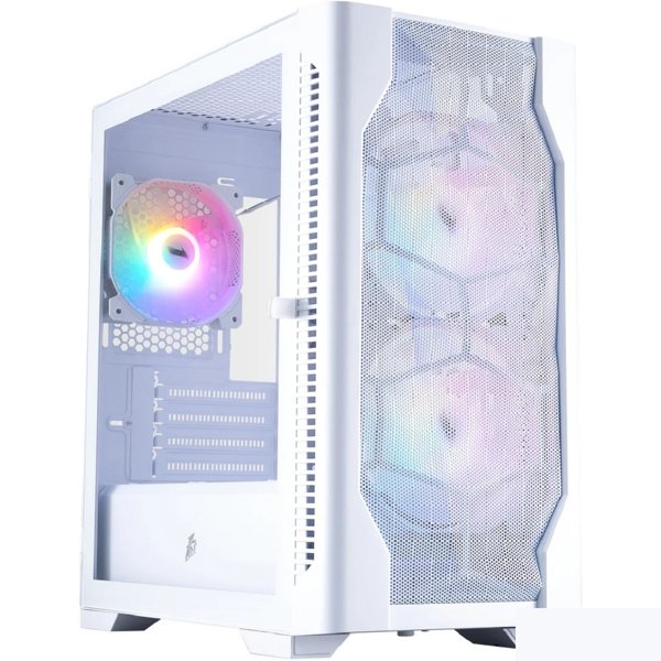 1STPLAYER Корпус DK D4-M FRGB White / mATX / 2x140mm & 1x120mm FRGB fans / D4-M-WH-2F1P-W-1F1-W