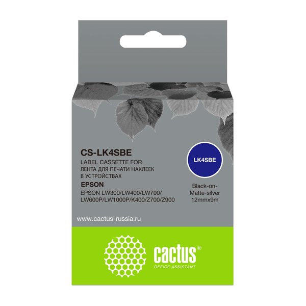 Картридж ленточный Cactus CS-LK4SBE черный для Epson LW300/LW400/LW700/LW600P/LW1000P