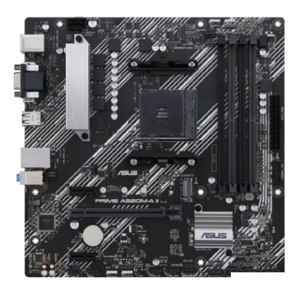 ASUS PRIME A520M-A II/CSM (Socket AM5, mATX, 4xDDR4(128GB), VGA/DP/HDMI, 1xPCIe 3.0x16/2xPCIe 3.0x1, 4xSATA 6Gb/s, 1*M Key,  1xLAN,  4, 4xUSB 3.0, 2xUSB 2.0)