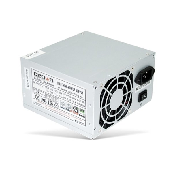 CROWN Блок питания  CM-PS400W (20+4in, 80mm FAN, SATA*2, PATA(big Molex)*4, FDD*1, 4+4pin, Lines 1x12V OEM)