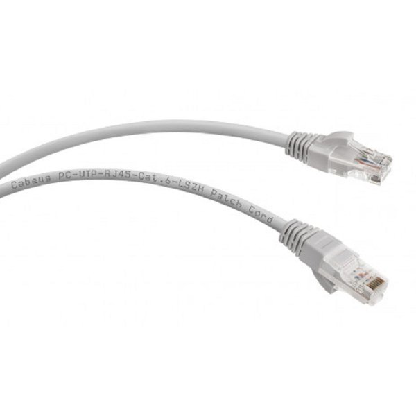 Cabeus PC-UTP-RJ45-Cat.6-1m-LSZH Патч-корд U/UTP, категория 6, 2xRJ45/8p8c, неэкранированный, серый, LSZH, 1м