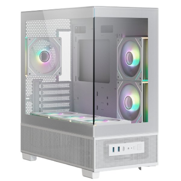 XASTRA Корпус Q500M 3ARGB-C10 White mATX/Aquarium/Screewless/ 3x120mm ARGB PWM FM fans/Argb+PWM HUB 10port/ Q500M-3FM12A-C10-WH