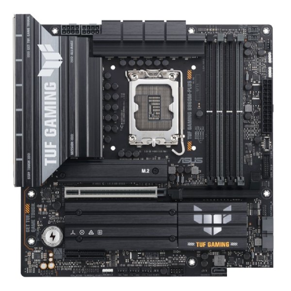 ASUS TUF GAMING B860M-PLUS (Socket 1851, ATX, 4xDDR5(256GB), DP/HDMI/1 x Type-С supports DP, 1xPCIe 5.0x16/1xPCIe 4.0x1, 1xLAN(2.5GbE), 4xSATA 6Gb/s, 3xM.2,1xType-C, 5xUSB 3.2, 2xUSB 2.0)