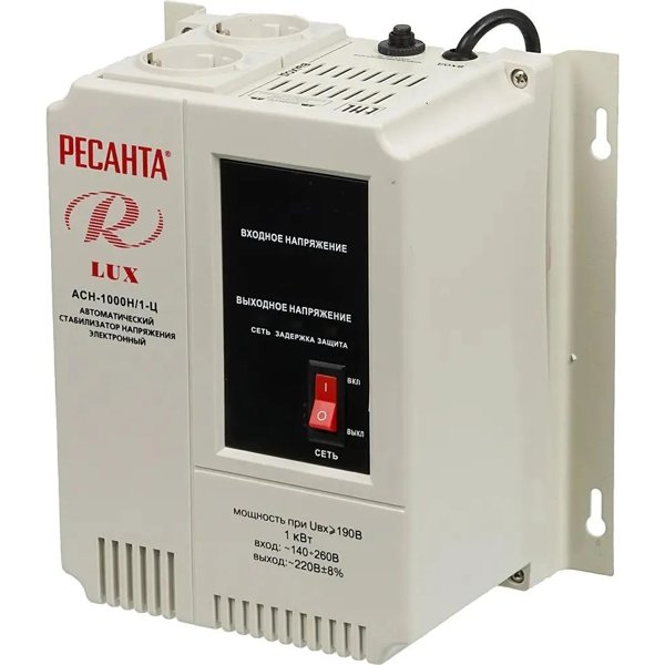 Ресанта АСН-1 000 Н/1-Ц 63/6/14 Стабилизатор Lux {220В±8%, Габариты 206х133х230, Вес 4кг} 4606059015505
