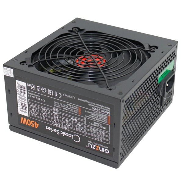 Ginzzu CB450 12CM black,24+4p,PCI-E, 3*SATA, 2*IDE,оплетка MB, кабель питания