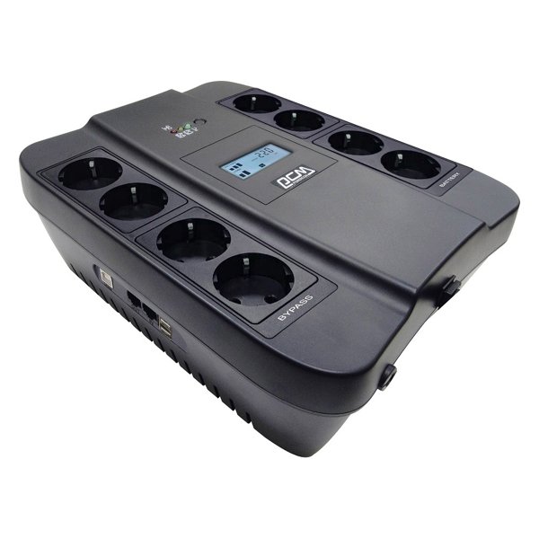 PowerCom Spider SPD-750U LCD USB ИБП {Line-Interactive, 750VA/450W, 8xEURO: 4 с резервным питанием, 4 с фильтрацией, USB/USB-порт зарядки 2.4 А} (1456261)