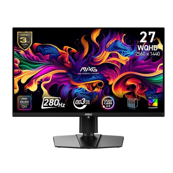 MSI MAG 26.5" 271QP QD-OLED X28 {QD-OLED Flat 2560x1440 280Hz 0.03ms 1000cd 2xHDMI DisplayPort Type-C Tilt Swivel Height Pivot VESA}