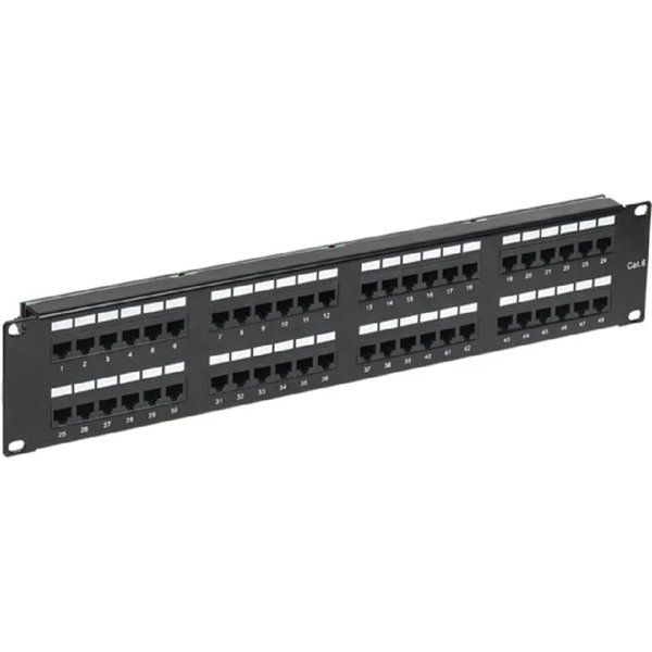 Rexant (02-0232) Панель коммутационная с кабельными органайзерами 19", 2U, 48 портов, RJ-45, CAT 6, UTP PRO