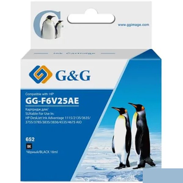 Картридж струйный G&G GG-F6V25AE 652 черный (18мл) для HP IA 1115/2135/3635/4535/3835/4675