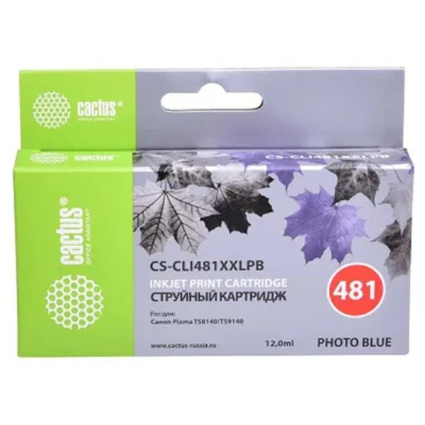 Картридж струйный Cactus CS-CLI481XXLPB голубой (12мл) для Canon Pixma TS8140/TS9140