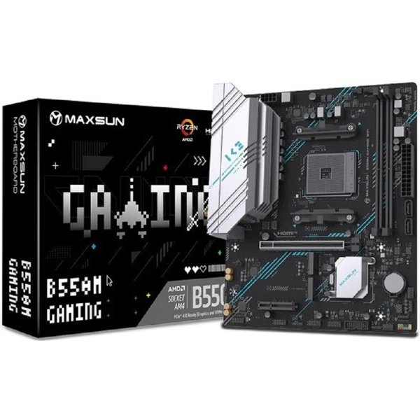 MAXSUN MS-B550M GAMING WIFI (Socket AM4, mATX, 2*DDR4, VGA/HDMI, 2*SATA3, 2*M.2, 1*PCIEx16/1*PCIEx4, 4*USB 2.0, 2*USB 3.2 Gen1, Wi-Fi 5, LAN 1*1G, RTL)