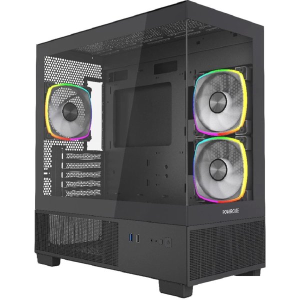 Powercase Vision Micro M3B, Tempered Glass, 3x 120mm ARGB PWM Fan, чёрный, mATX (CVMMB-A3)